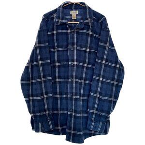 L.L. Bean Fleece Jacket Men Large Blue Plaid Cozy Shirt Shacket Gorpcore 90s